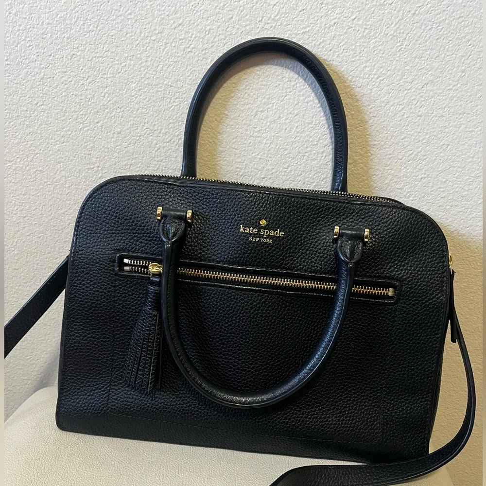 Kate Spate Chester Street Black Pebbled Leather Bag Satchel Handbag